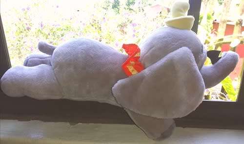Disney's Dumbo with felt feather.  Large plush toy.  40cm.