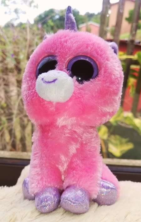 TY Beanie Boo Plush Pink and Purple Unicorn.  18cm.