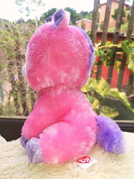 TY Beanie Boo Plush Pink and Purple Unicorn.  18cm.