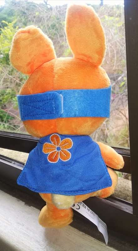 Orange Migros Bunny with mask and cape.  Super soft toy!  Special Price!!