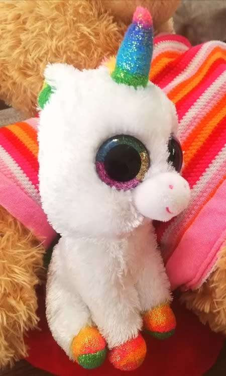 TY Silk.  Pixy Beanie Boo Plush Unicorn.  18cm.