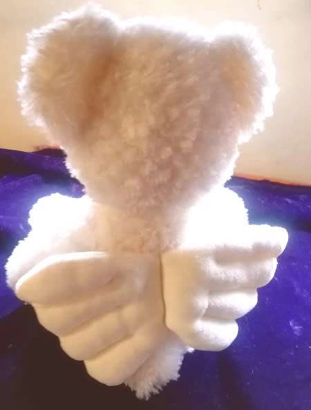 Beautiful Sunkid White Bear with Wings.  Soft and huggable!