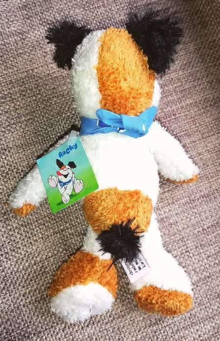 Rocky the Puppy with blue Heart Bandanna! Small plush toy by Schaffer. 20cm.
