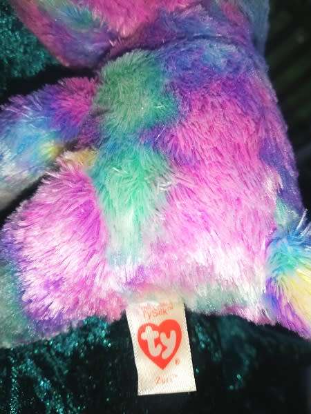 TY Silk.  Zuri the Beanie Boo Plush Monkey.  17cm.  Purple Glitter Eyes!