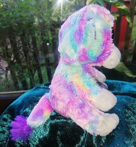 TY Silk.  Zuri the Beanie Boo Plush Monkey.  17cm.  Purple Glitter Eyes!