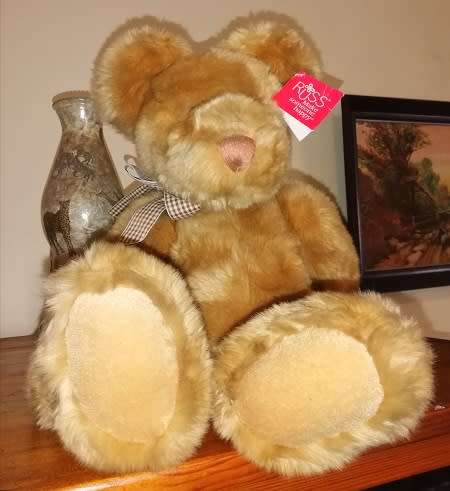 Russ Berrie Thatcher Bear - Item no 23157. Golden Large Bear! 50cm.