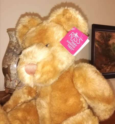 Russ Berrie Thatcher Bear - Item no 23157. Golden Large Bear! 50cm.