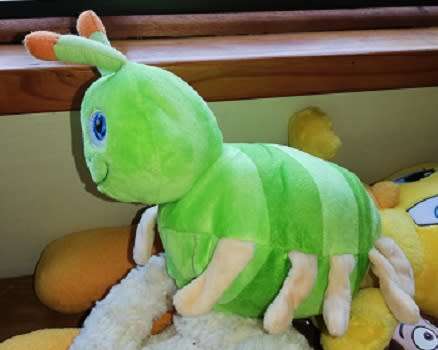 Baby`s First Caterpillar. 2 in 1 Green and Blue Reversable Soft Toy!