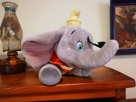 Disney's Dumbo with felt feather.  Large plush toy.  45cm.