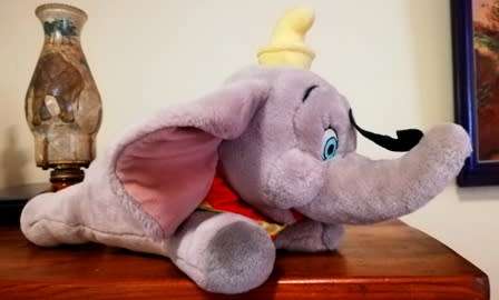 Disney's Dumbo with felt feather.  Large plush toy.  45cm.