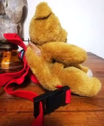 Toddler's Dusty the Doggie Backpack with red shoulder straps!  28cm.
