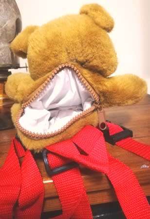 Toddler's Dusty the Doggie Backpack with red shoulder straps!  28cm.