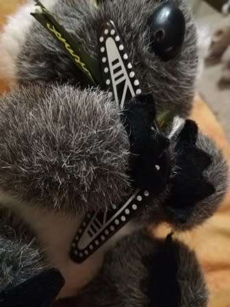 Australian Koala Bear with a Boomerang!  Super soft, plush toy.  18cm.