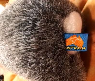 Australian Koala Bear with a Boomerang!  Super soft, plush toy.  18cm.