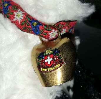 Molly the cutest little Sheep with a big Brass Bell from Switzerland!  25cm.
