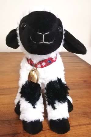 Molly the cutest little Sheep with a big Brass Bell from Switzerland!  25cm.