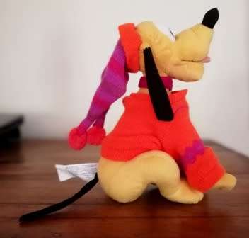 Pluto with a Orange Sweater. A Walt Disney Company Plush Soft Toy. 25cm.