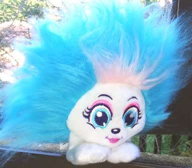 Shnooks Mello Blue & Pink Hairy Furry Soft Plush Toy. 20cm.