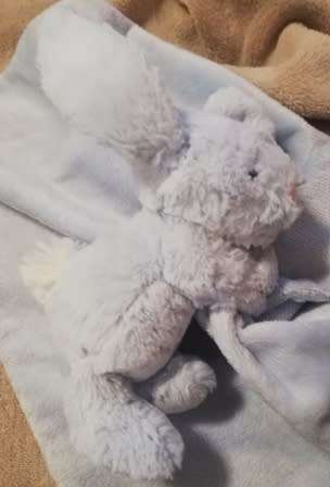 Jellycat Blue Bashful Bunny Soother. Plush Baby Comfort/Toy Blanket.