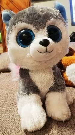 TySilk Beanie Boos. Slush the Husky - Glitter eye color. 25cm.