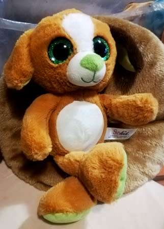 Beautiful little Fudge!  The Sunkid glitter eye Puppy.  33cm.