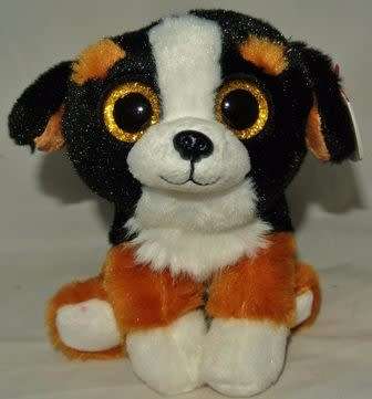 Velvety TY Beanie Boo Roscoe Bernese Mountain Dog. Glitter eyes. 18cm.