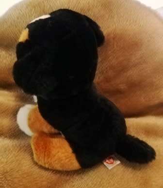 Velvety TY Beanie Boo Roscoe Bernese Mountain Dog. Glitter eyes. 18cm.