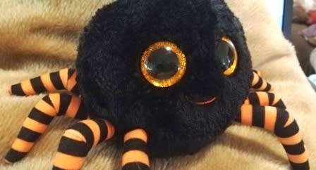 TY Beanie Boo Crawley the Spider. Glitter eyes. 15cm.