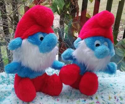 Rare 2x Vintage Peyo Wallace Berrie & Co Papa Smurfs. 1983.