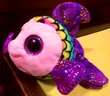 TY Beanie Boo. Flippy a glitter eye, multicolored Goldfish. Plush soft toy! 16cm.