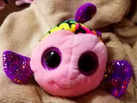 TY Beanie Boo. Flippy a glitter eye, multicolored Goldfish. Plush soft toy! 16cm.