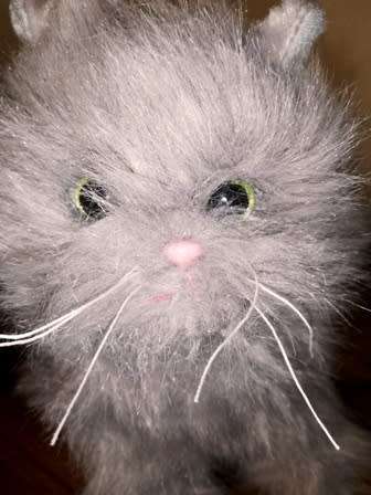 Smokey the furry grey Cat. Plush toy from Pets2Cuddle. 25cm.
