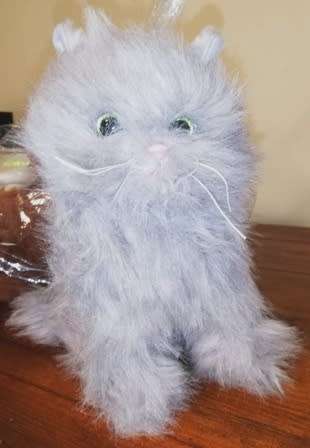 Smokey the furry grey Cat. Plush toy from Pets2Cuddle. 25cm.