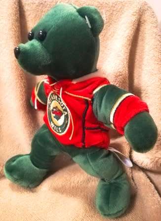 RARE Forever Collectable Brunette 15, Beanie Bag Bear. Minnesota Wild Ice Hockey.