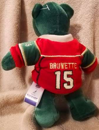 RARE Forever Collectable Brunette 15, Beanie Bag Bear. Minnesota Wild Ice Hockey.