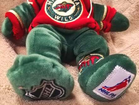 RARE Forever Collectable Brunette 15, Beanie Bag Bear. Minnesota Wild Ice Hockey.