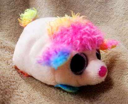 TY Beanie Teeny Tys. Floral The Rainbow Poodle Stack-able Dog Toy.