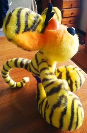 Rare Vintage Diddl Yellow, Posable Tiger Mouse. Thomas Goletz. 30cm.