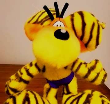 Rare Vintage Diddl Yellow, Posable Tiger Mouse. Thomas Goletz. 30cm.