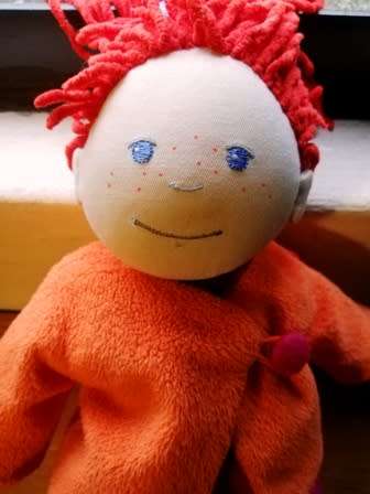 RARE HABA Soft Doll Lotta with Red Hair Blue Eyes and Freckles! 40cm.