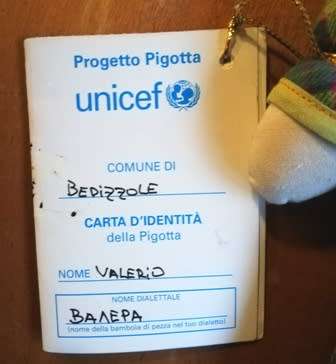 Valerio a Collectable Unicef Progetto Pigotta Doll. 40cm. Collect them all!