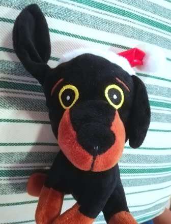 Santa`s little Helper! Christmas Puppy, a soft toy with a glittery Xmas hat! 17cm.