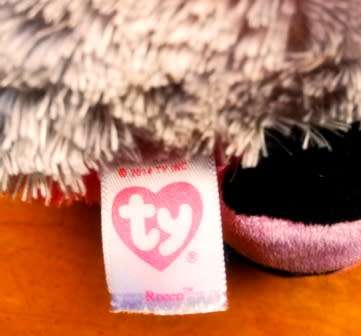 TY the Beanie Boo Rocco the Raccoon. Pink Glitter Eyes! 25cm.