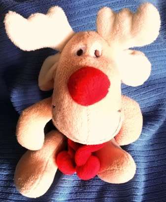 Bibi Choc! Christmas Reindeer . Red scarf and red nose! 25cm.