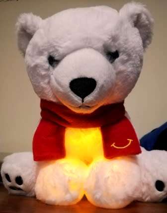 RARE! 2018 German McDonald Light Up, Plush Christmas Polar Bear! Good As New!