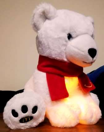 RARE! 2018 German McDonald Light Up, Plush Christmas Polar Bear! Good As New!