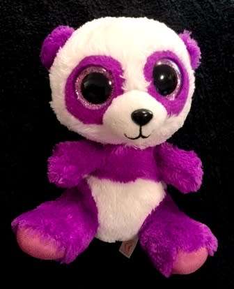 Collectable TY Beanie Boo Plush Purple Panda named Boom Boom. 16cm.