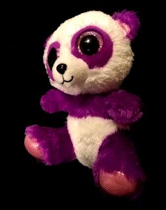 Collectable TY Beanie Boo Plush Purple Panda named Boom Boom. 16cm.
