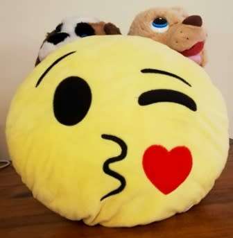 Cute Emoji with a Kiss! Plush Pillow/Toy. 30cm.