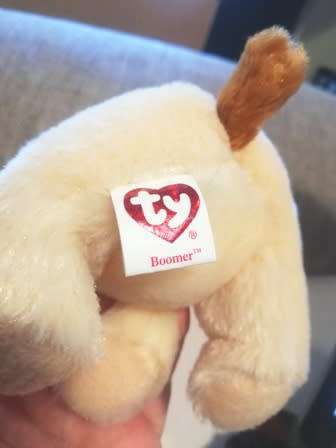 TY Velvety Beanie Baby. Boomer the Doggie. Super Plush! 16cm.